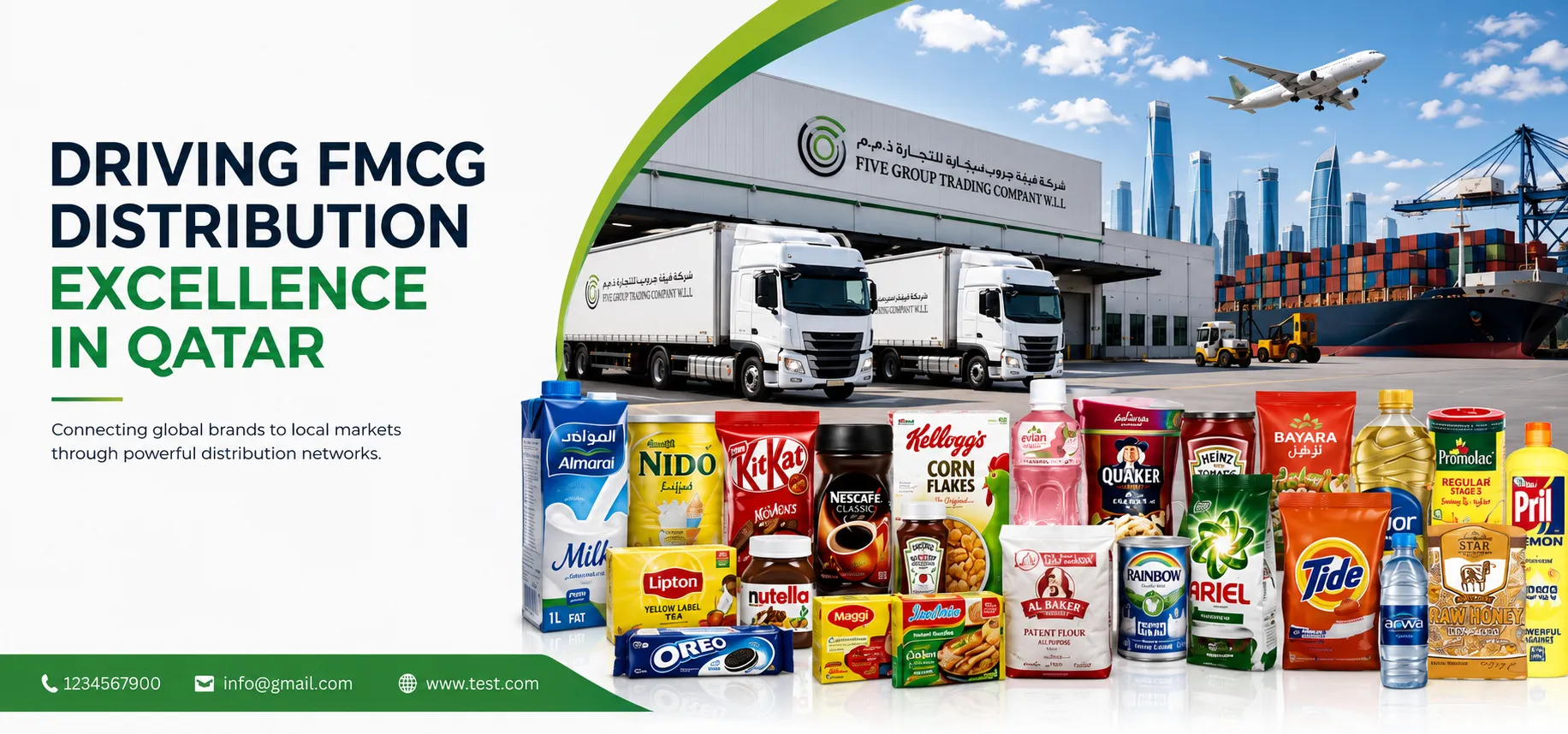 Driving FMCG distribution excellence in Qatar — Five Group Trading warehouse, fleet, and brand portfolio