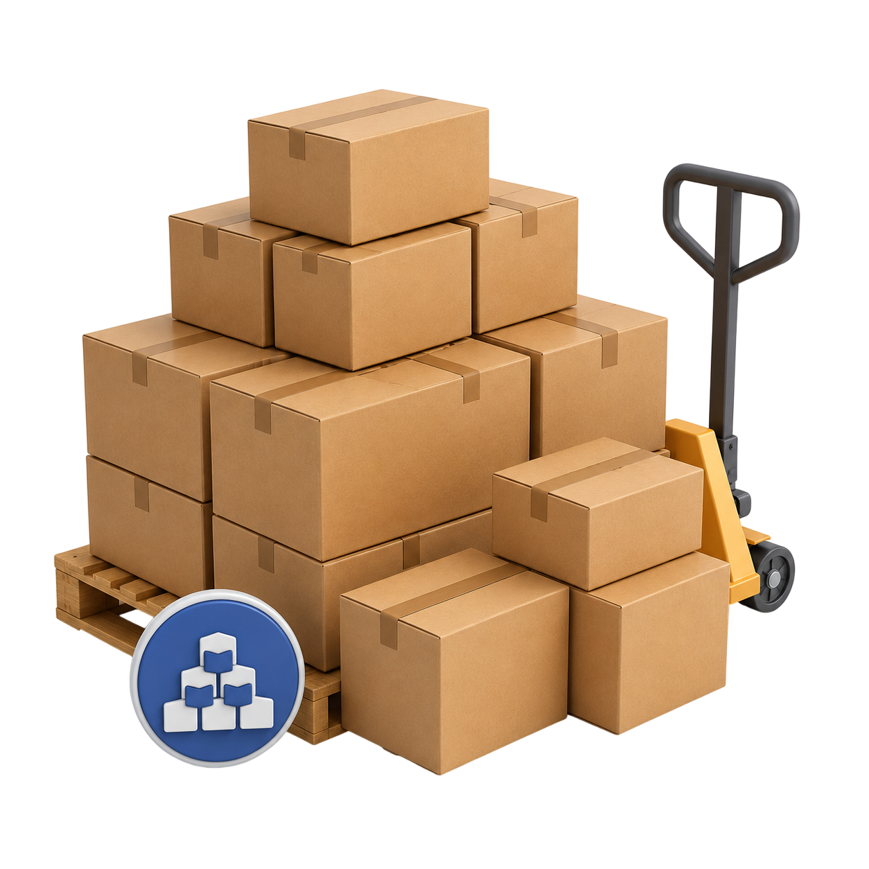 Palletised wholesale cartons ready for distribution