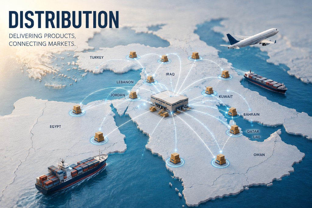 Five Group distribution network across the Middle East — delivering products, connecting markets