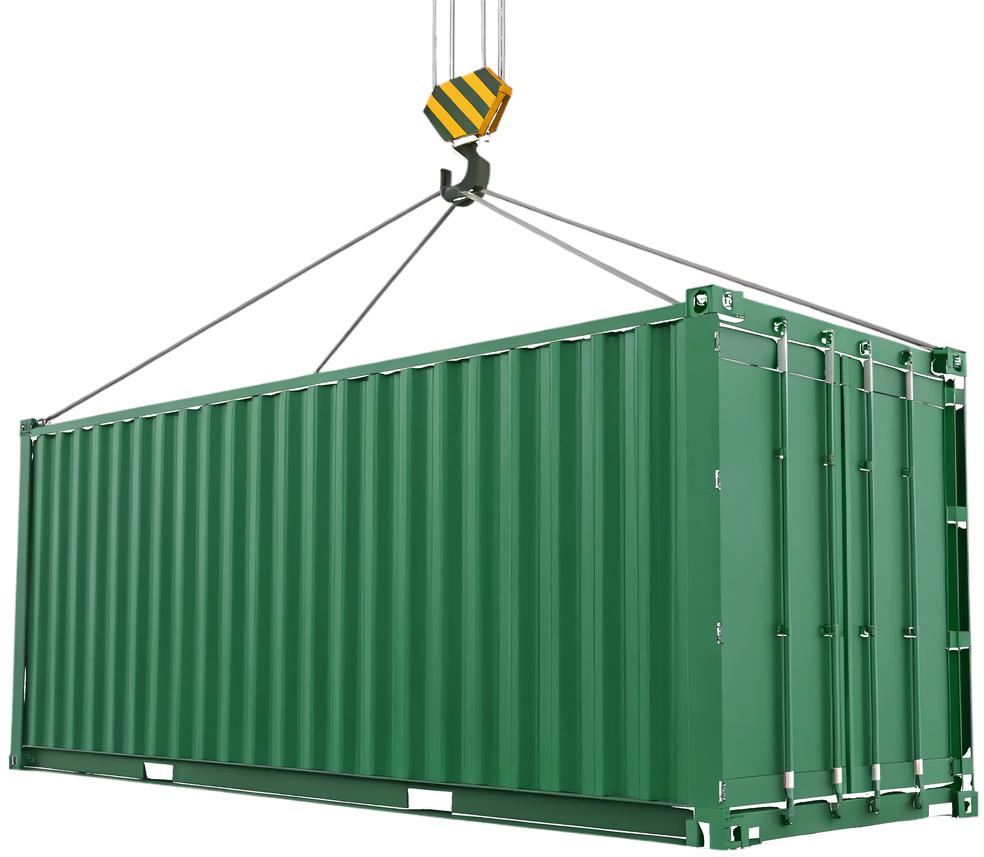Green freight container being lifted — Five Group Trading logistics